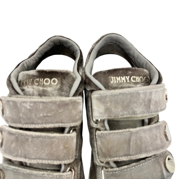 JIMMY CHOO Ny Velvet Sneakers In Moonstone Grey Size 6.5 - Picture 5 of 14